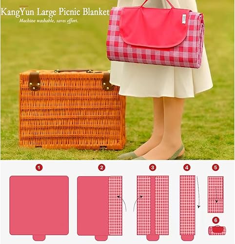 Miniatura 7 de PUPOPIK Manta de pícnic al aire libre, plegable, impermeable, tapete de playa grande de 80 x 60 pulgadas para playa, camping, senderismo, viajes,
