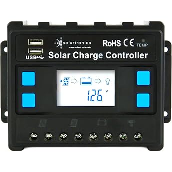 solartronics Charge Controller 12V/24V Blue 20A 30A 40A 50A 60A Photovoltaic Solar Charge Controller Solar PV (20A)