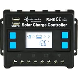 Regulador De Voltaje 30 Kva solartronics Regulador de carga 12 V/24 V, azul, 20 A, 30 A, 40 A, 50 A, 60 A, regulador de carga solar solar fotovoltaico (20 A)