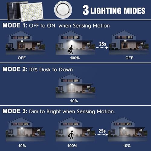 Miniatura 4 de AMALEKO Paquete de 2 luces solares con sensor de movimiento para exteriores, 184 LED brillantes de 9000 K, luces de inundación para exteriores, del