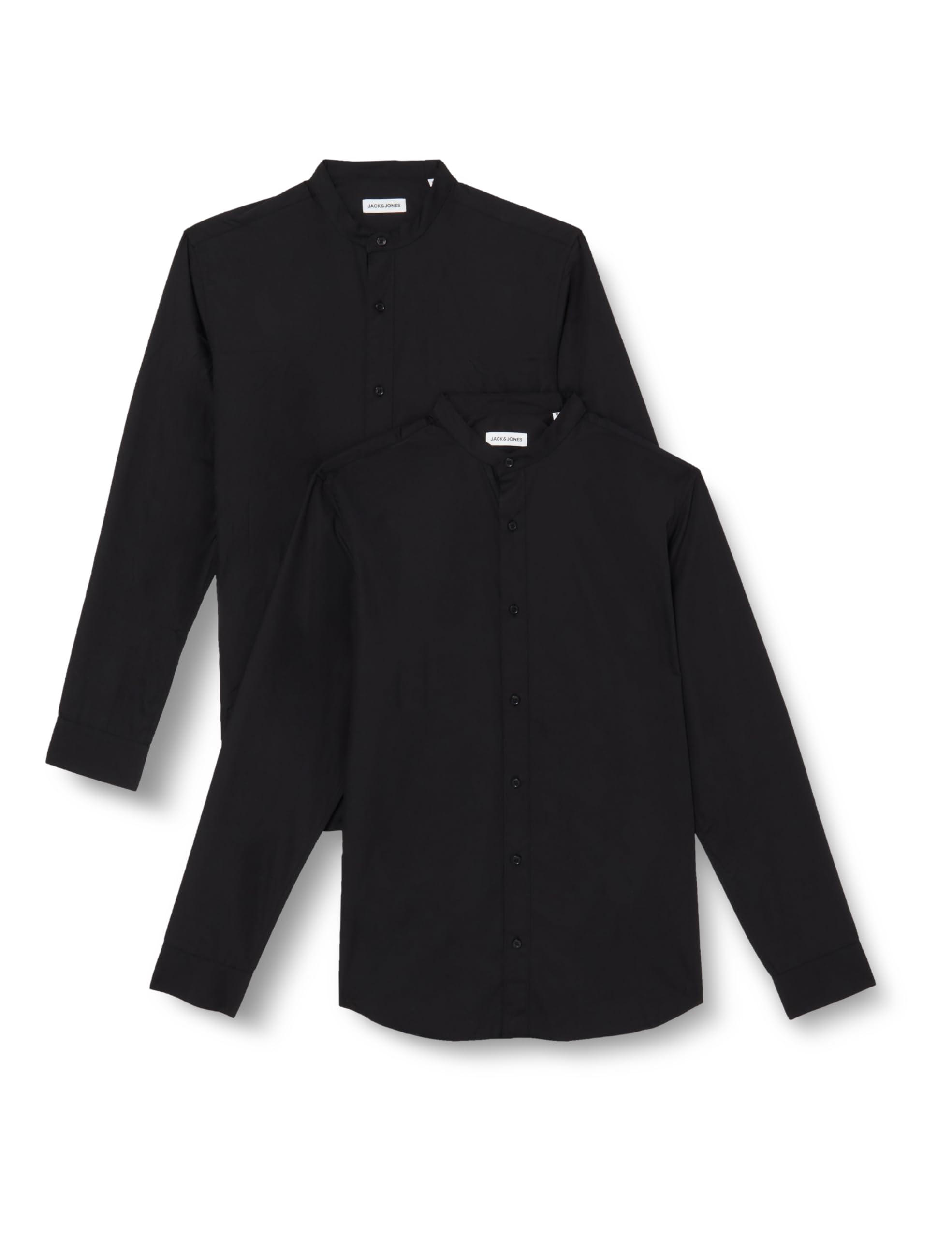 JACK & JONES Herren Jjjoe Shirt Ls Mao 2mp 12248242 ,Black/Pack:black ,L