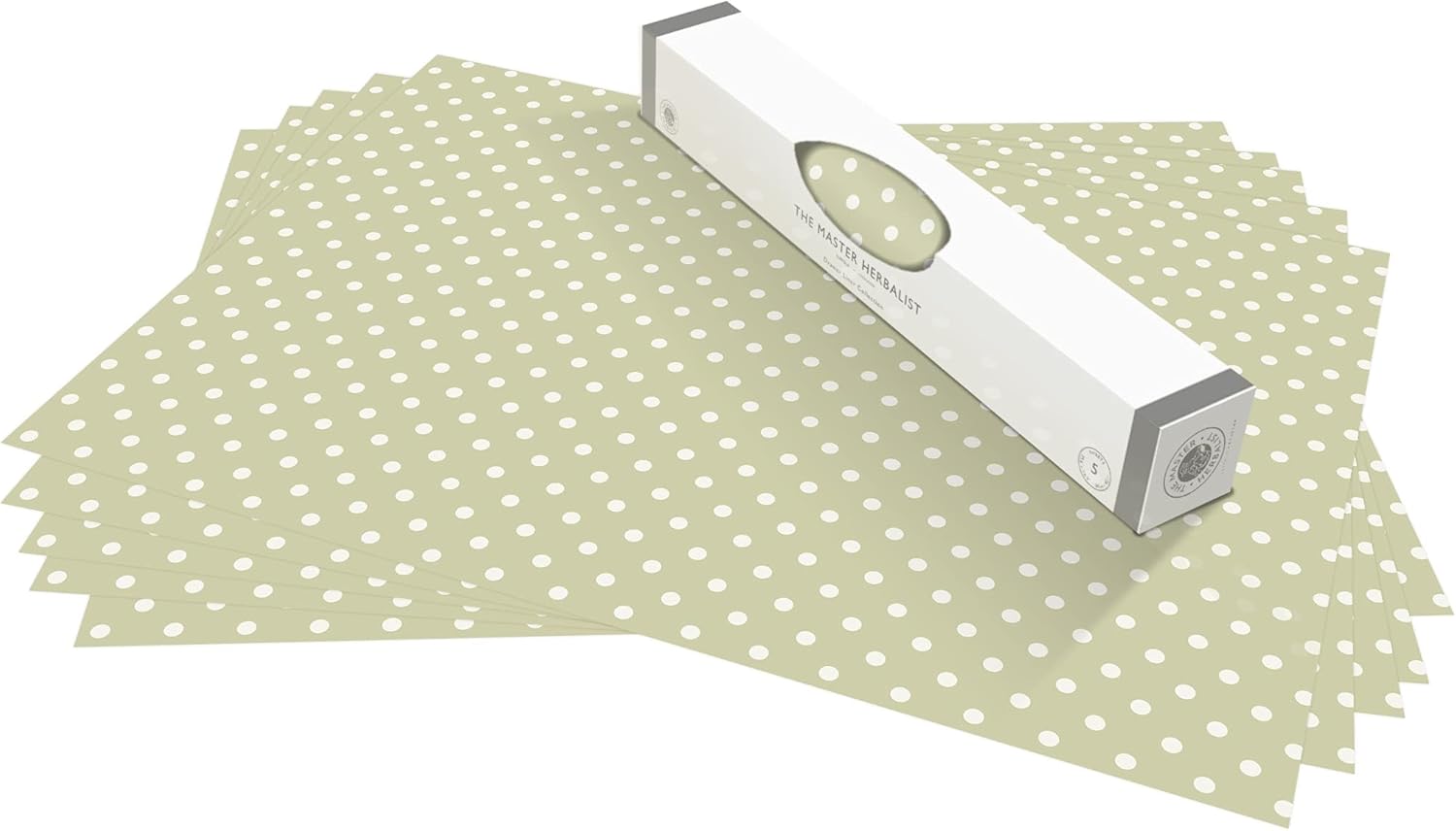 The Master Herbalist UNSCENTED & Wipe Clean Drawer Liners in a SAGE Green Polka DOT Design - Perfect for Kitchen Drawers, Shelves, Cupboards & Cabinets. Contains 10 Sheets. Made in The UK.
