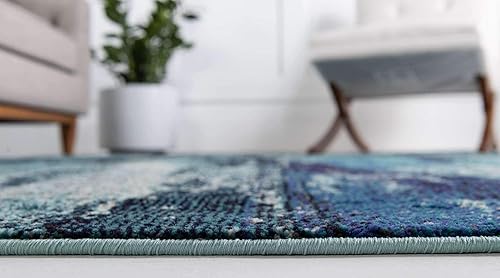 Miniatura 4 de Unique Loom Jardin Collection - Alfombra para múltiples áreas, abstracta, vibrante., Polipropileno, Azul