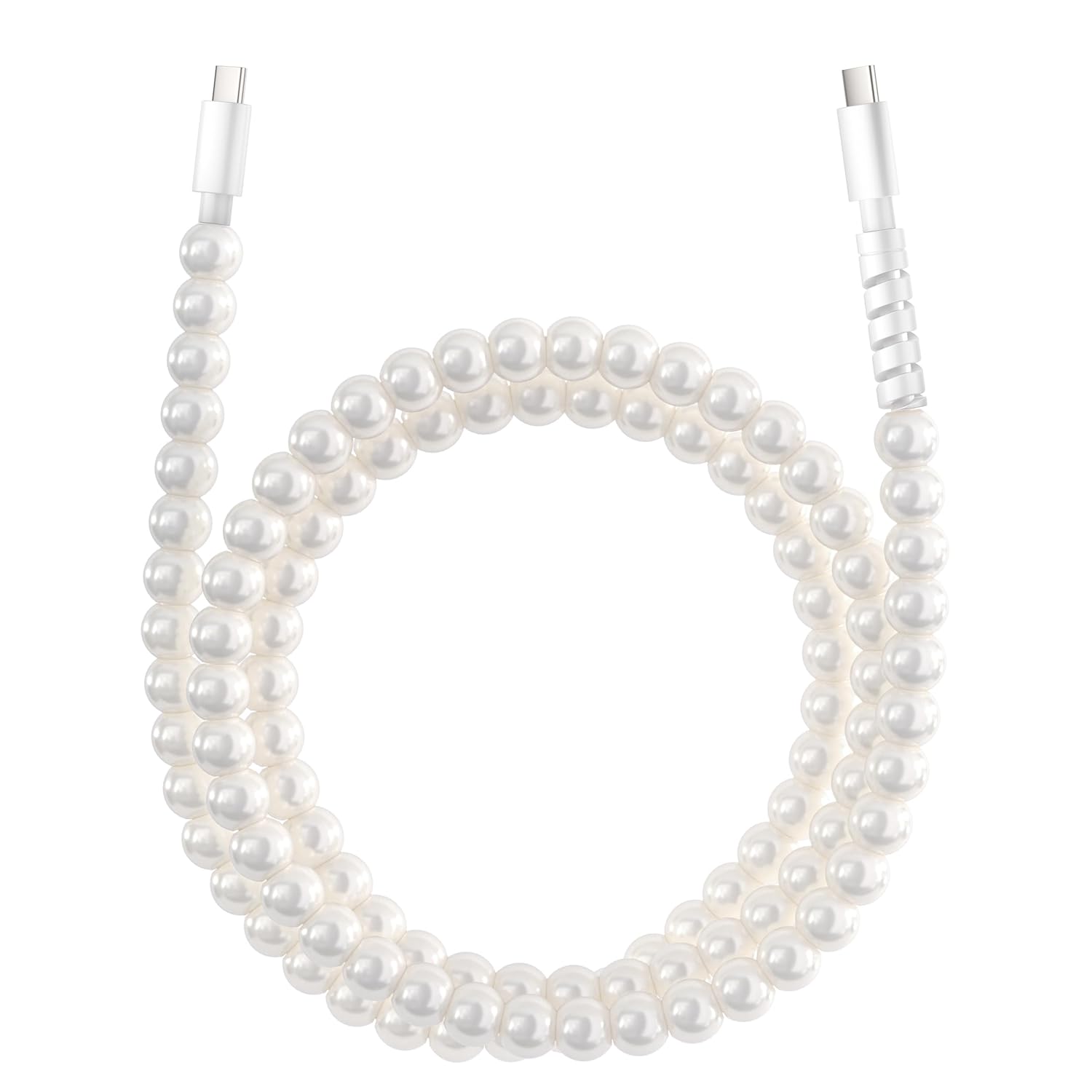 USB to USB C Cable for iPhone 17 Charging Cord 3.3FT Beaded Pearls iPhone Charger Cord for iPhone 17 16 15 Plus Pro Max Air 16E Type C Charger Fast Charging Cable for Samsung Galaxy S25 S24 iPad 10th