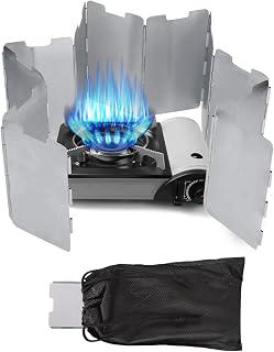 Agatige Outdoor Camping Stove Windshield, 13.5cm Height x 80cm Circumference Camp Stove Windscreen 11 Plates Stainless Steel Backpacking Stove Windshield Foldable Cooker Windscreen for Picnic,BBQ