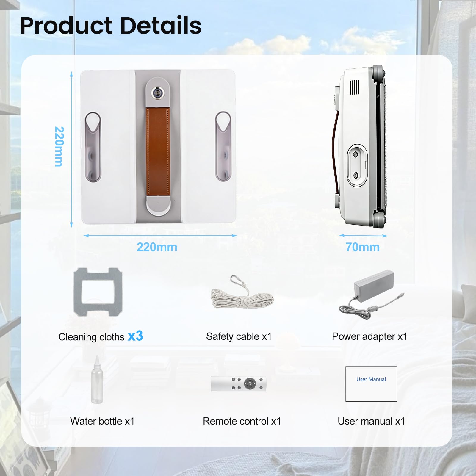 Robot Nettoyeur De Fenêtres Avec Fonction Pulvérisation, Robot Nettoyeur Vitre 7000 Pa, Robot Lave Vitre Automatique Avec Planification Intelligente Du Trajet Pour Tous Types De Fenêtres