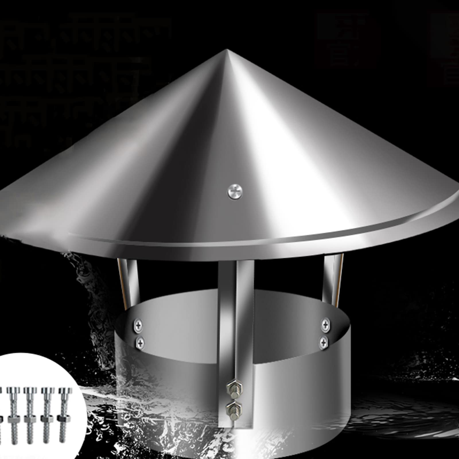 Generisch Tapa de lluvia de acero inoxidable para chimenea, protección universal, diámetro de 10 cm