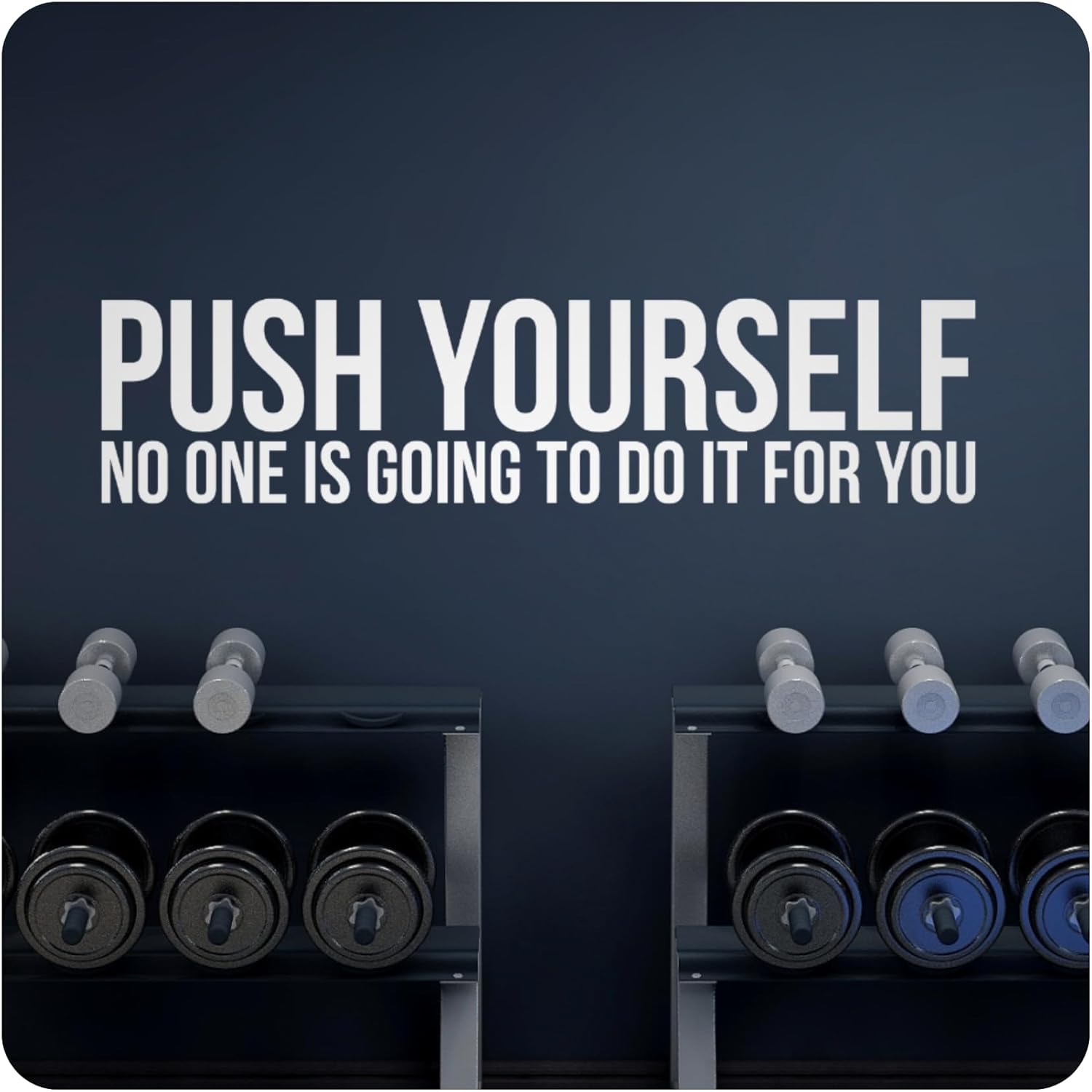 My Vinyl Story - Push Yourself - Motivational Wall Art Gym Wall Decor Decal Quote Sticker Home Exercise Fitness Workout Positive Sign Office Vinyl Removable (Matte White, 48x12 inches)