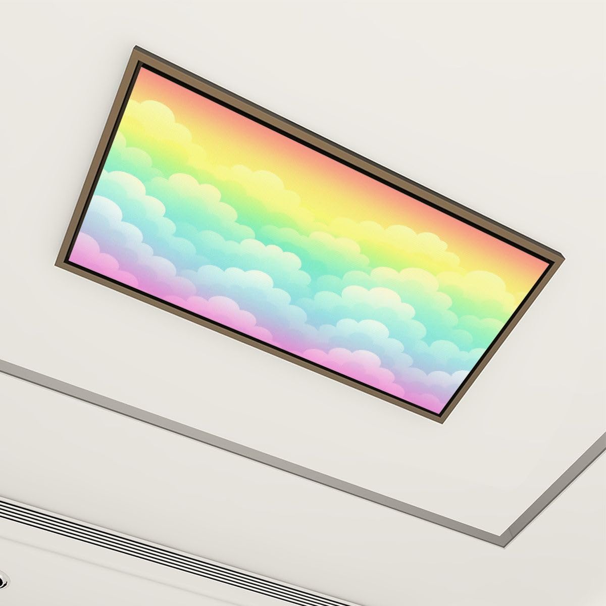 6 Pack Fluorescent Light Covers for Ceiling Lights Realistic rainbow seamless Rain bow clouds texture multicolor rainbow Decorative Magnetic