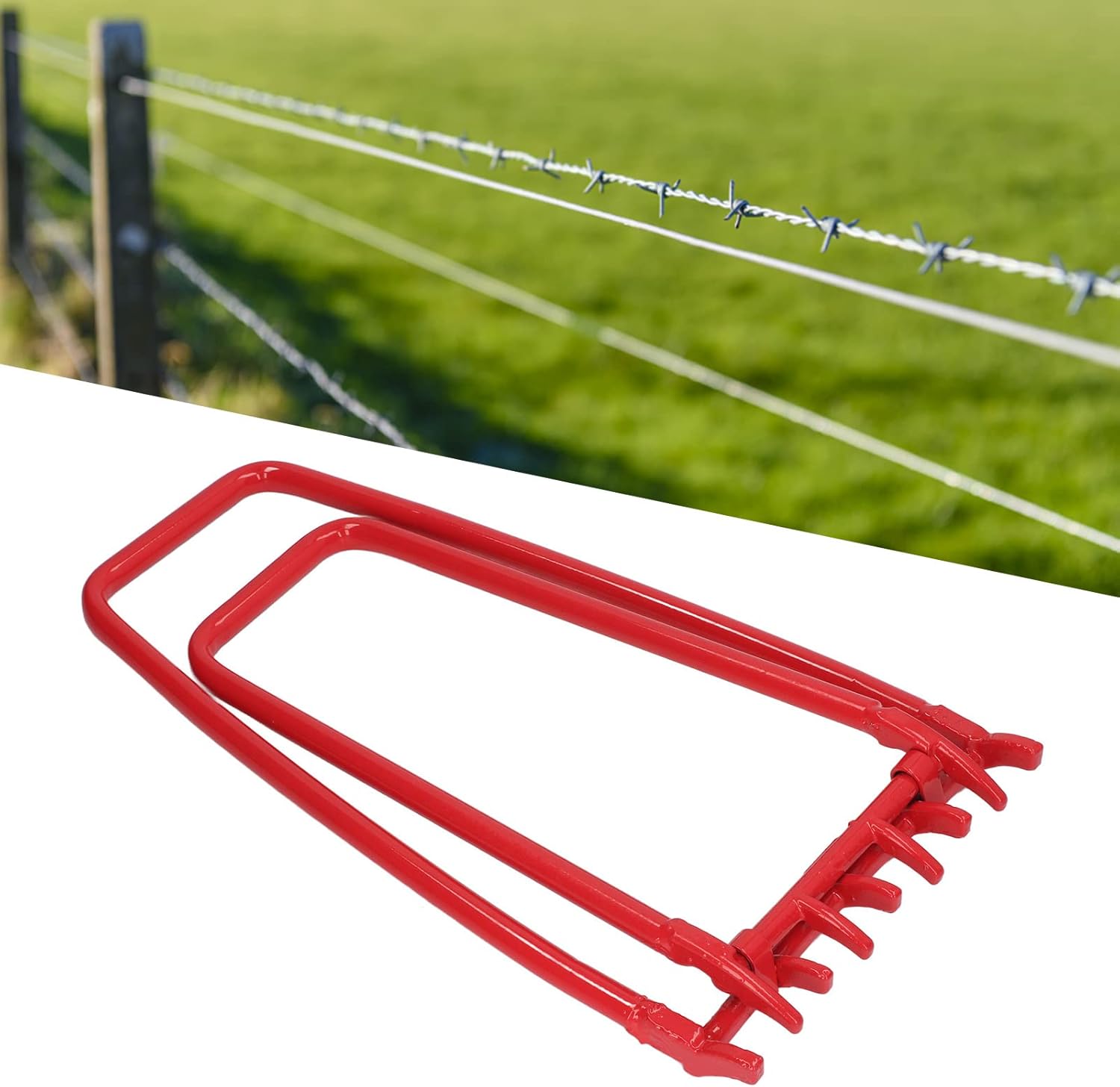 Fence Fixer, Iron Garden Fence Stretcher Repair Tool, Professional Corruption Resistance Barbed Wire Stretcher Tool for Garden Racetrack Red