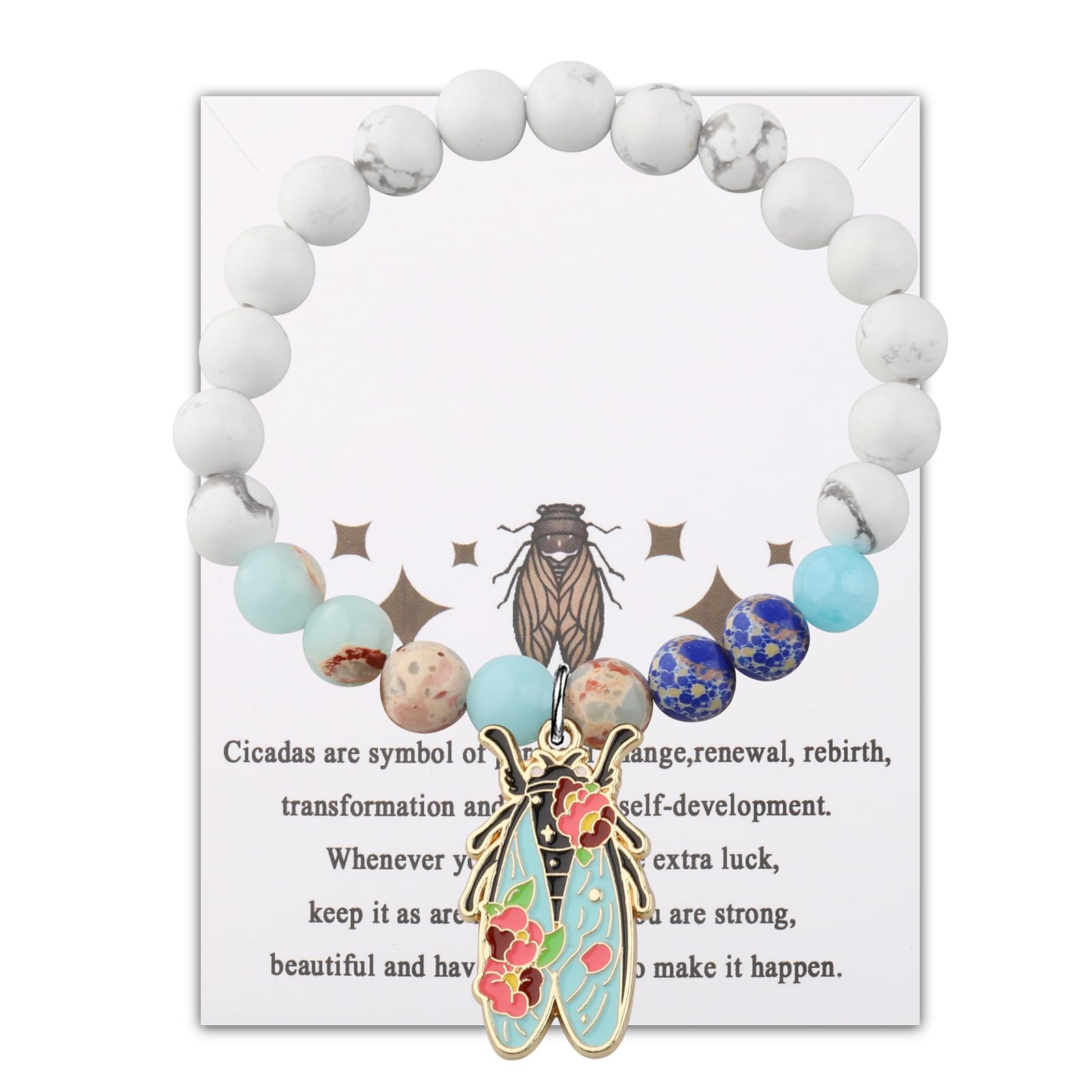 WSNANG Inspirational Cicada Gift Cicada Lover Bracelet Cicada Insect Charm Entomologist Gift Cicada Themed Jewelry