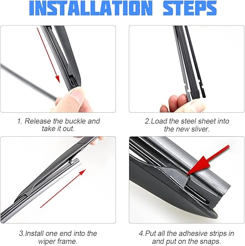 Miniatura 5 de 4 tiras de repuesto para limpiaparabrisas de automóvil, 32 pulgadas, de goma sin marco, repuesto de limpiaparabrisas ajustable sin hueso, accesorios