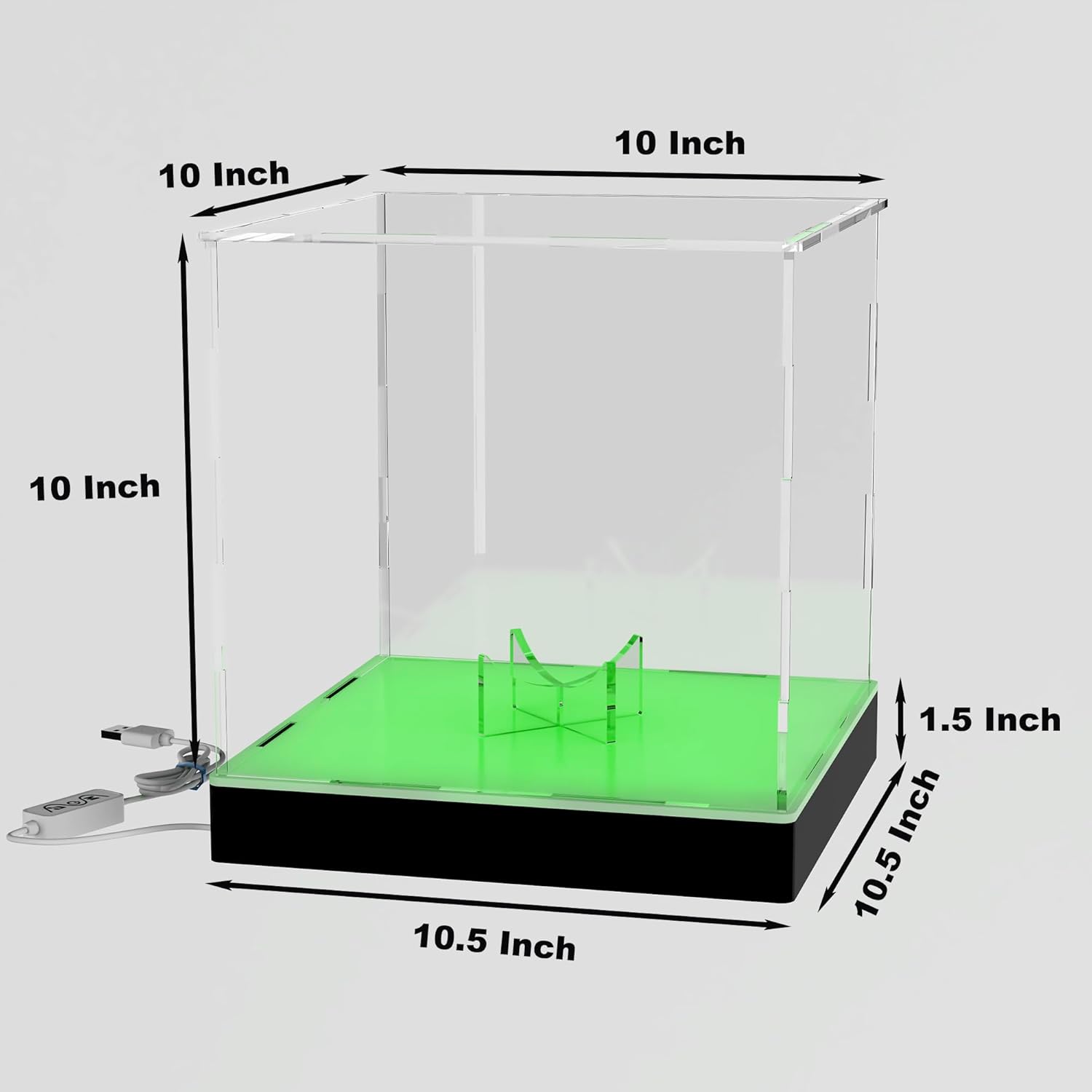 10'' Light Up Acrylic Display Case with RGB LED Lighted Base & Ball Holder, App & Controller, 16 Million Colors, Music Sync & Timer, Showcase Fullsize Football, Volleyball, Mini Helmet, Collectibles