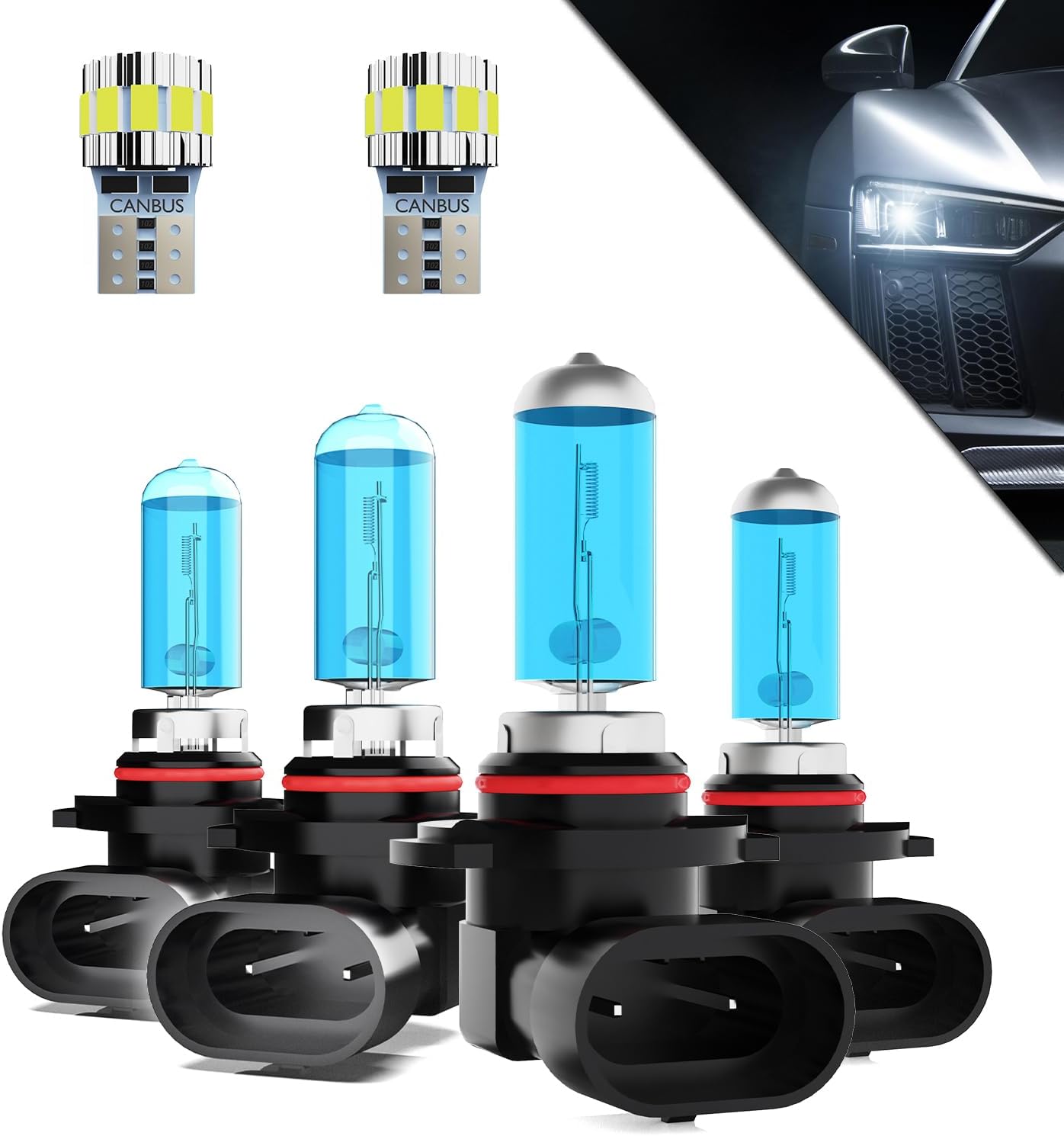 Headlights Fit For 2001-2013 Toyota Corolla Halogen Headlight Bulbs,9005/HB3/H10 High Beam+ 9006/HB4 Low Beam+ License Plate Light Combo,Plug And Play,Pack of 6