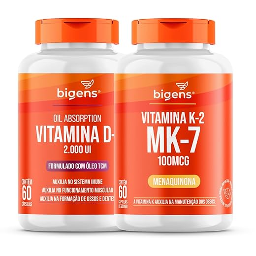 Kit Vitamina D3 2000ui+ K2 Mk-7 100mcg 60 Cápsulas Biogens