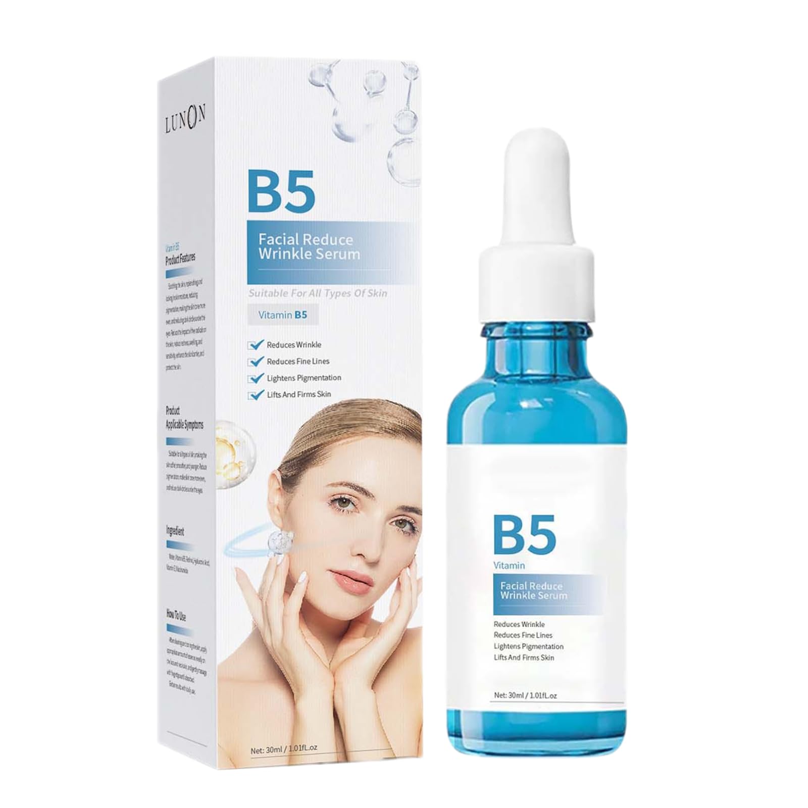 Hyalu B5 Peptides Serum for Face, with Vitamin B5, Anti-Aging Serum for Fine Lines and Wrinkles, Plant Extract Skin Deep Moisturizing Face Essence (1pc)
