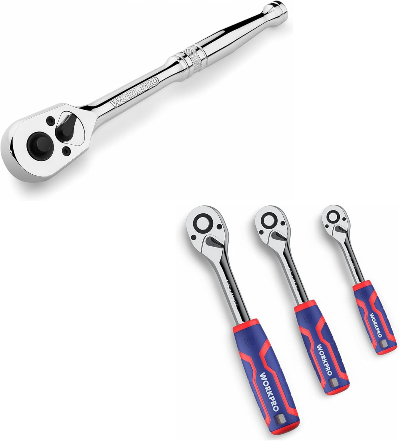 WORKPRO 3Piece Ratchet Set and 1/2Inch Drive Ratchet