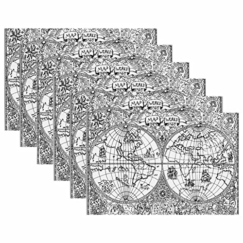 Set de table carte nautique au design noir et blanc raffiné pour table chic - 6