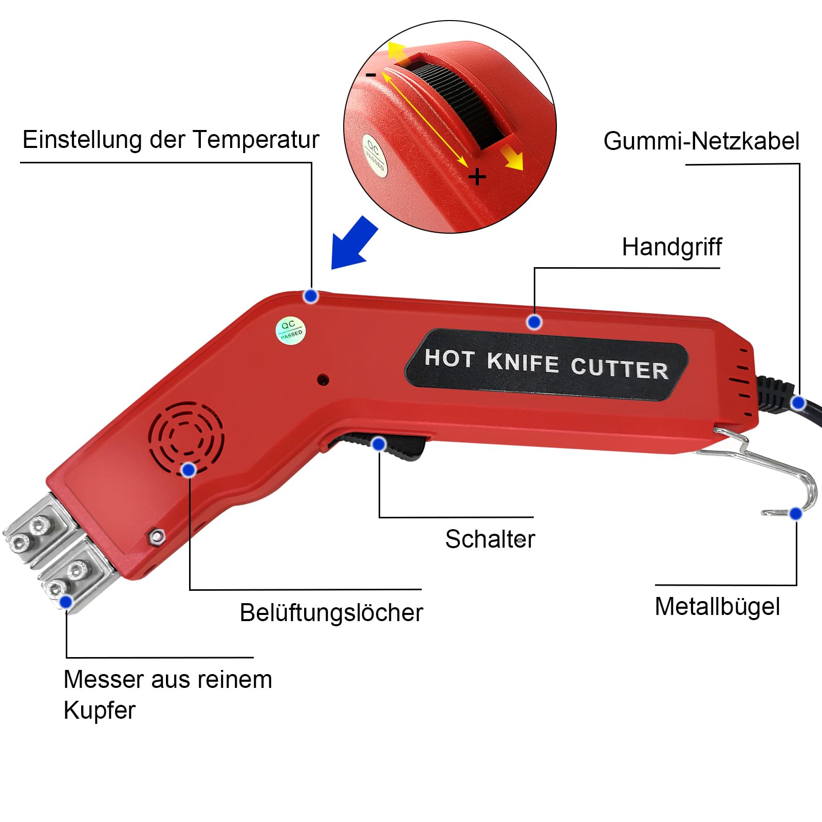 200W Styroporschneider Elektrische Heißmesser Schaumschneider mit 2 Klingen für Styropor, EPS, EPP, KT Board