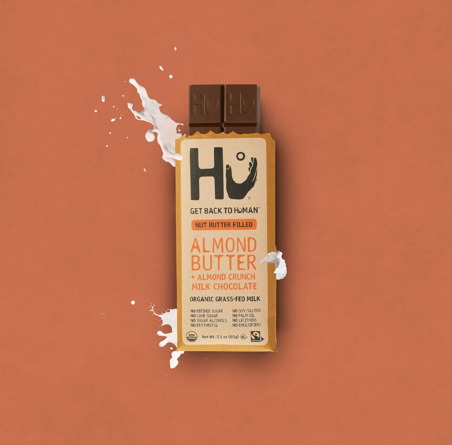 Hu Grass-Fed Milk Chocolate Bars Almond Butter Crunch | Natural Ingredients, Organic Milk, Gluten Free, Paleo, Non GMO, Fair Trade Delicious Chocolate | 6 Pack | 2.1oz Each