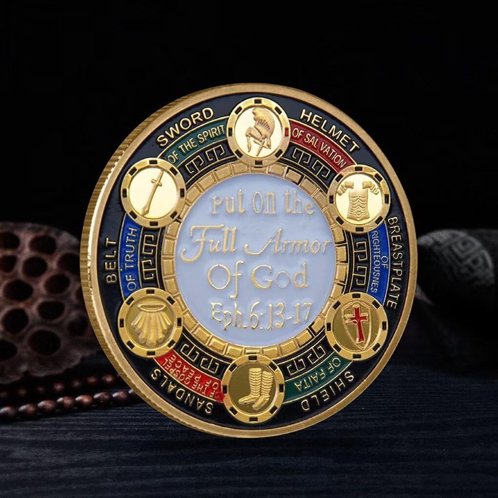 Religious Coin Decor Knight Templar Commemorative Coin - Whole Armor Of God  Prayer Coin Collection Templar Memorabilia