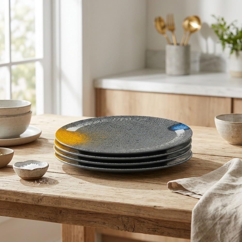 Lot de 4 assiettes rondes en mélamine incassables pour restaurant, maison, 30,4 cm (30,4 cm)