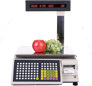 Digital Price Computing Scale, Commercial Digital Counting Scales, Max Capacity 15kg/33lbs or 30kg/66.14 Lbs, with Post Display and Printer, for Supermarkets, Market (30KG)