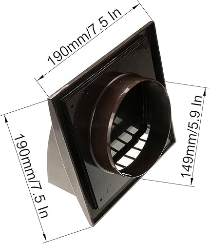 Miniatura 7 de Ventilación de campana de escape de 6 pulgadas con cubierta para lluvia, marrón, cubierta de ventilación de aire para interiores y exteriores,
