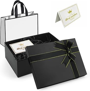 Black Gift Box with Lid 21.5x16x8cm Premium Present Box