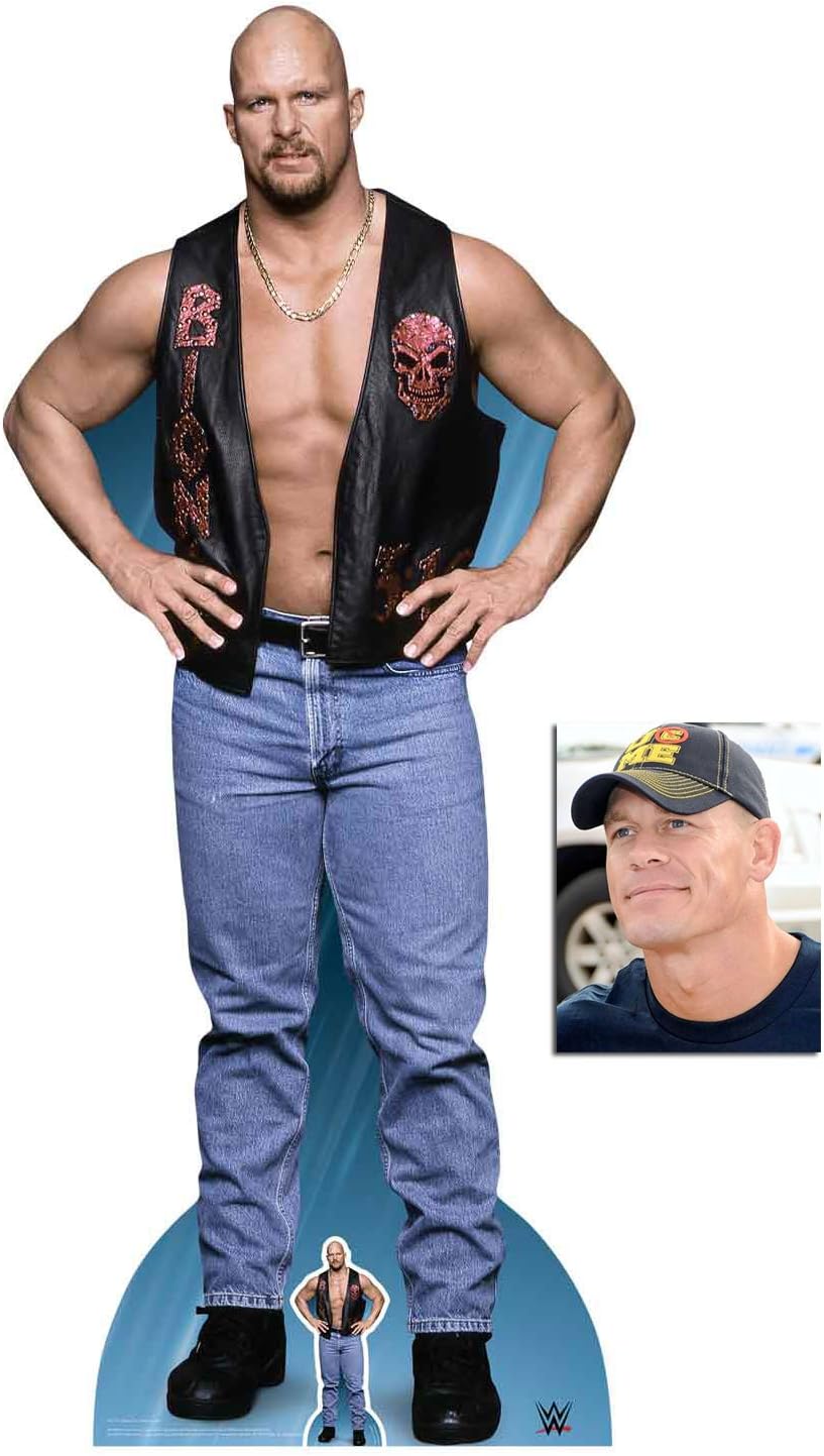 Stone Cold Steve Austin WWE Lifesize and Mini Cardboard Cutout Fan Pack 187cm x 82cm, Includes 8x10 Star Photo