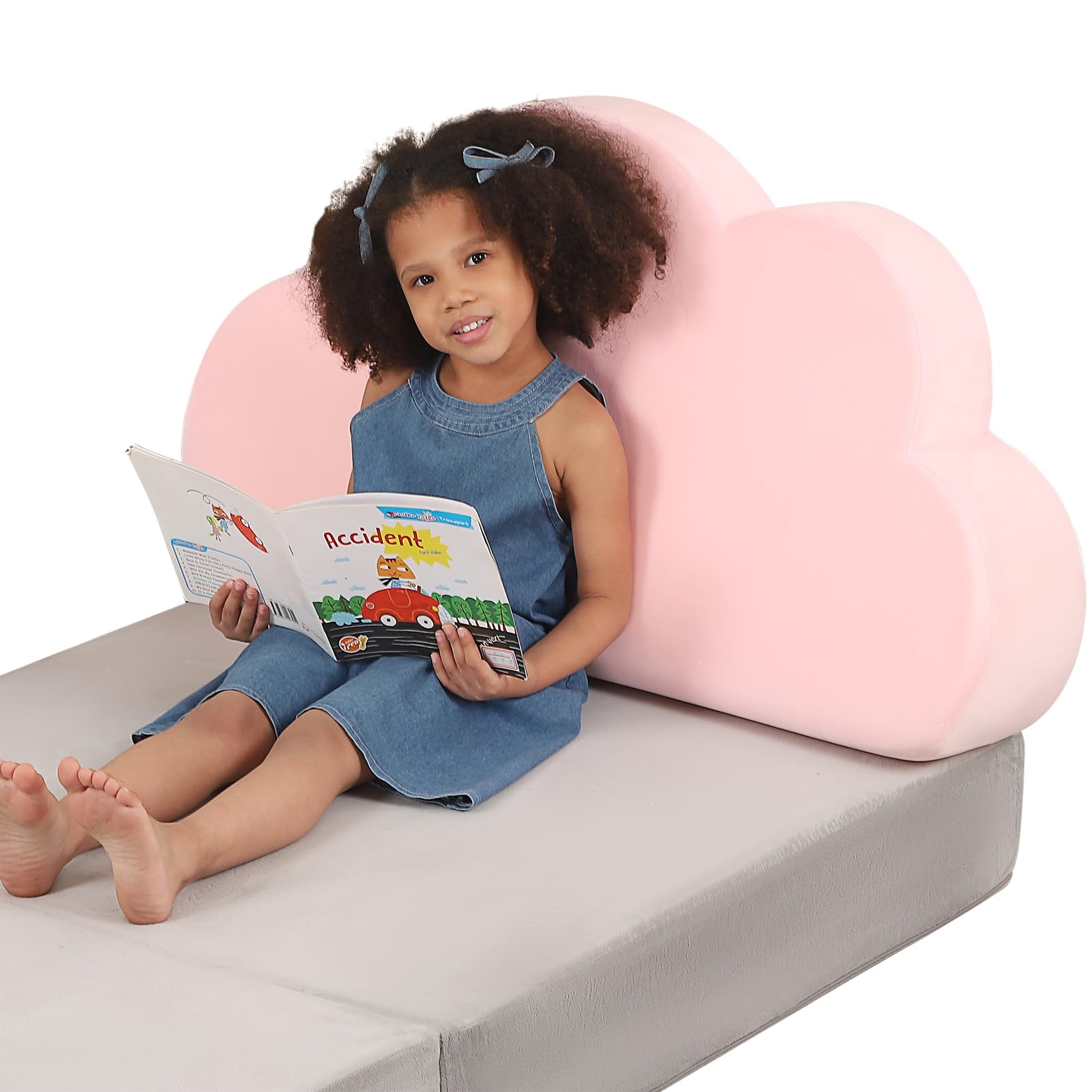 MOMCAYWEX Cloud Kids Upholstered Headboard, Back Pillow for Sitting Up in Bed, Back Support for Leaning Wall, Pink