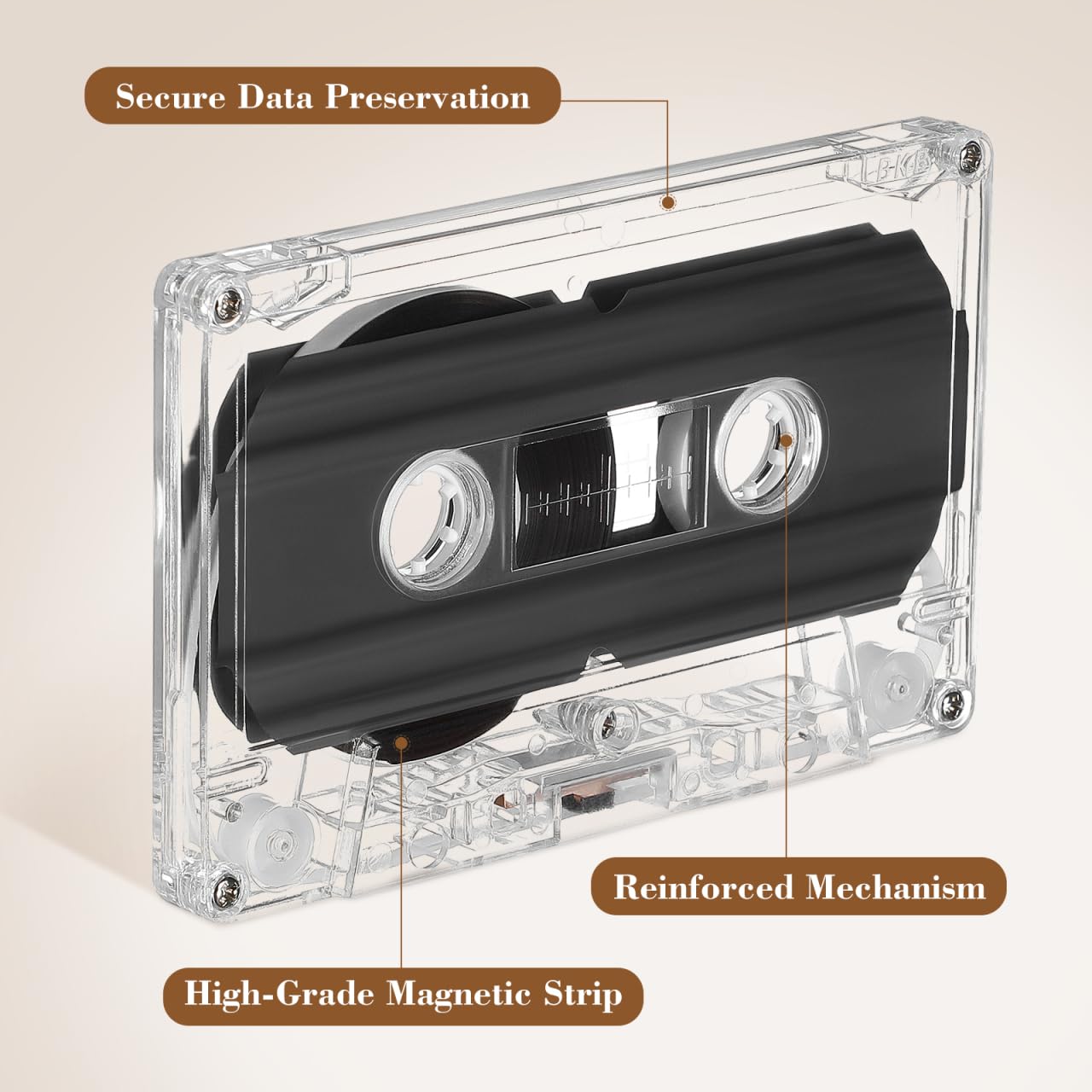 Gadpiparty Casetes de audio vacíos, 2 unidades, 30 minutos, transparentes, estándar, para grabación de voz y música, cintas de audio retro caseras, con caja para grabaciones creativas