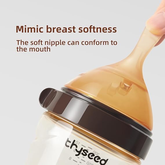 Thyseed PPSU Natural Breast-Like Bottle with Nipple(7-10 Months),10oz,1pack
