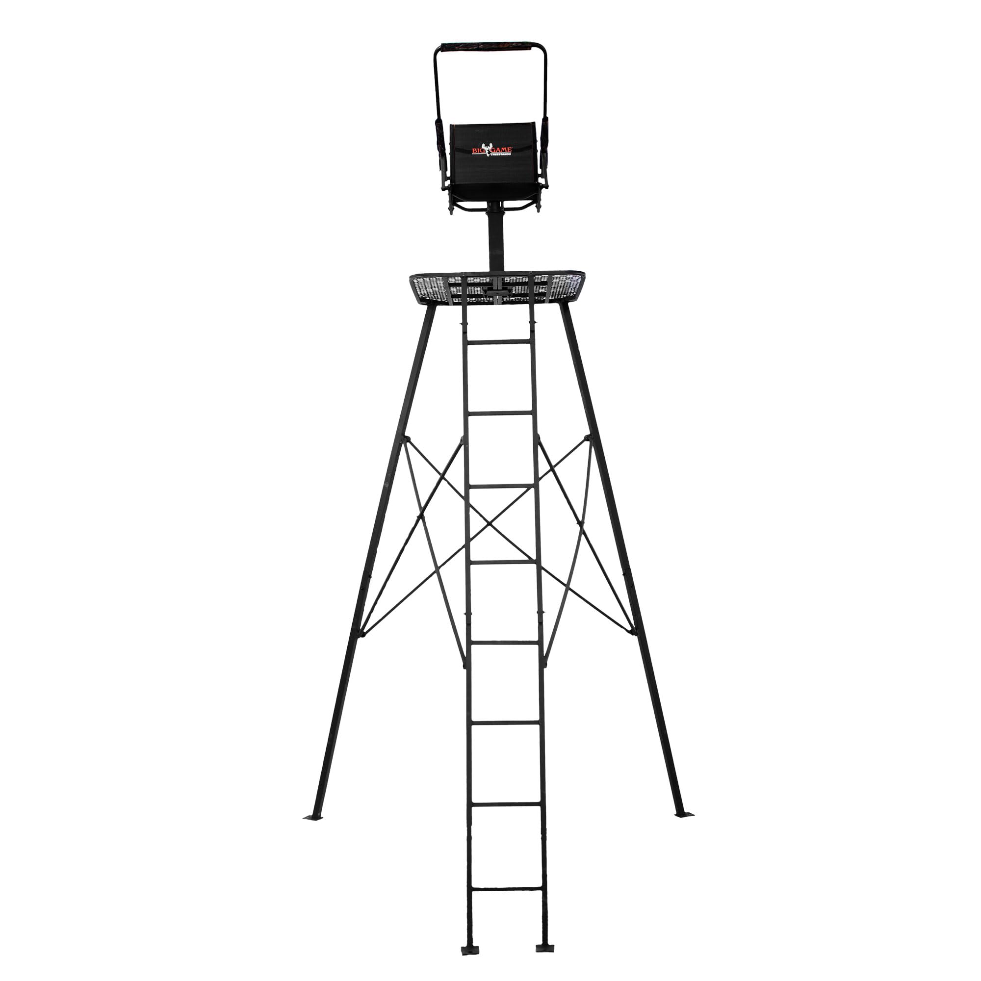 Big Game Defender Tripod Whitetail Deer Above Hunting Outdoors Padded 360 Degree Rotation 12.5' Tall Treestand