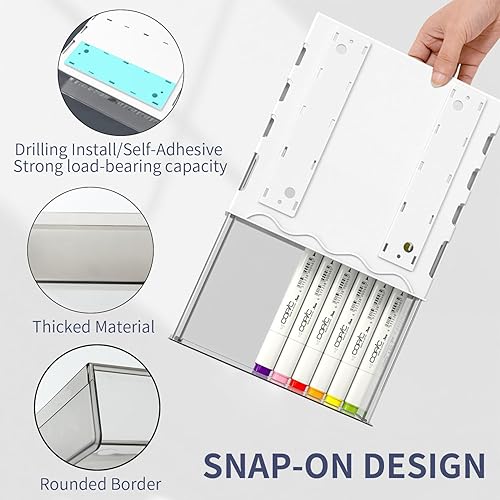Miniatura 3 de Organizador de cajones para debajo del escritorio, 2 piezas grandes y medianas para debajo de la mesa, organizador de almacenamiento oculto debajo