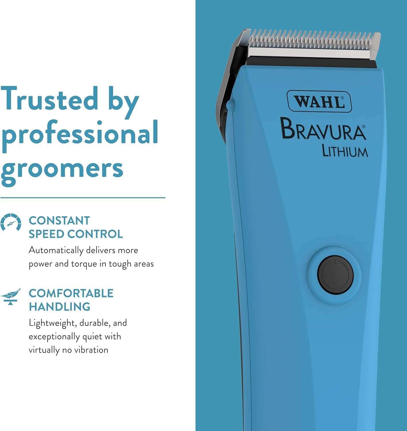 Wahl Professional Animal Bravura Cordless Clipper Kit Turquoise with Stainless Steel Attachment Guide Comb Set