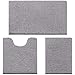 HOMEIDEAS 3 Pieces Bathroom Rugs Set Grey, Luxury Soft Chenille Bath Mats Set, Absorbent Shaggy Bath Rugs & Slip Resistant Plush Bath Mats for Tub, Shower, Bathroom