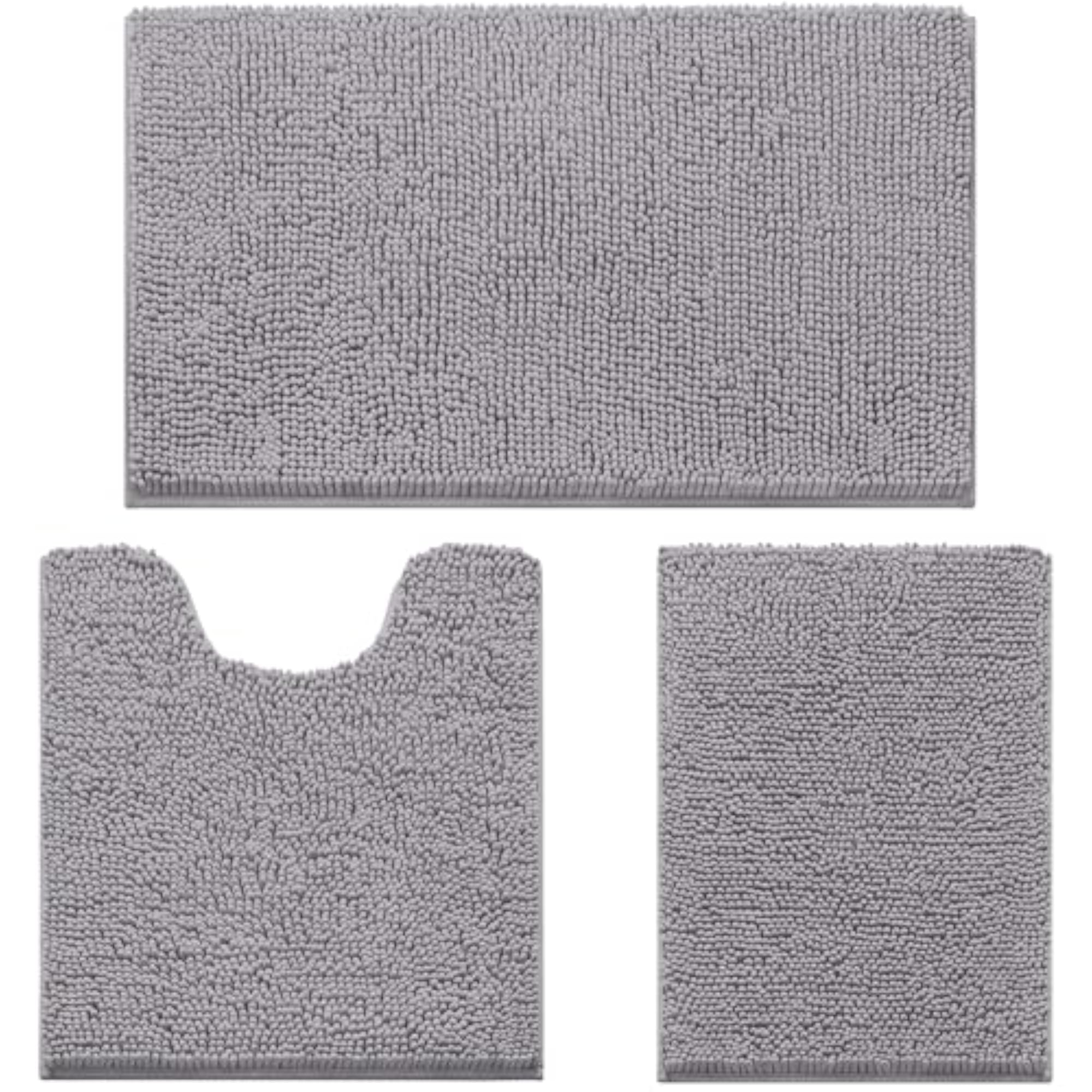 3 Pieces Luxury Soft Chenille Bath Mats Set, Absorbent
