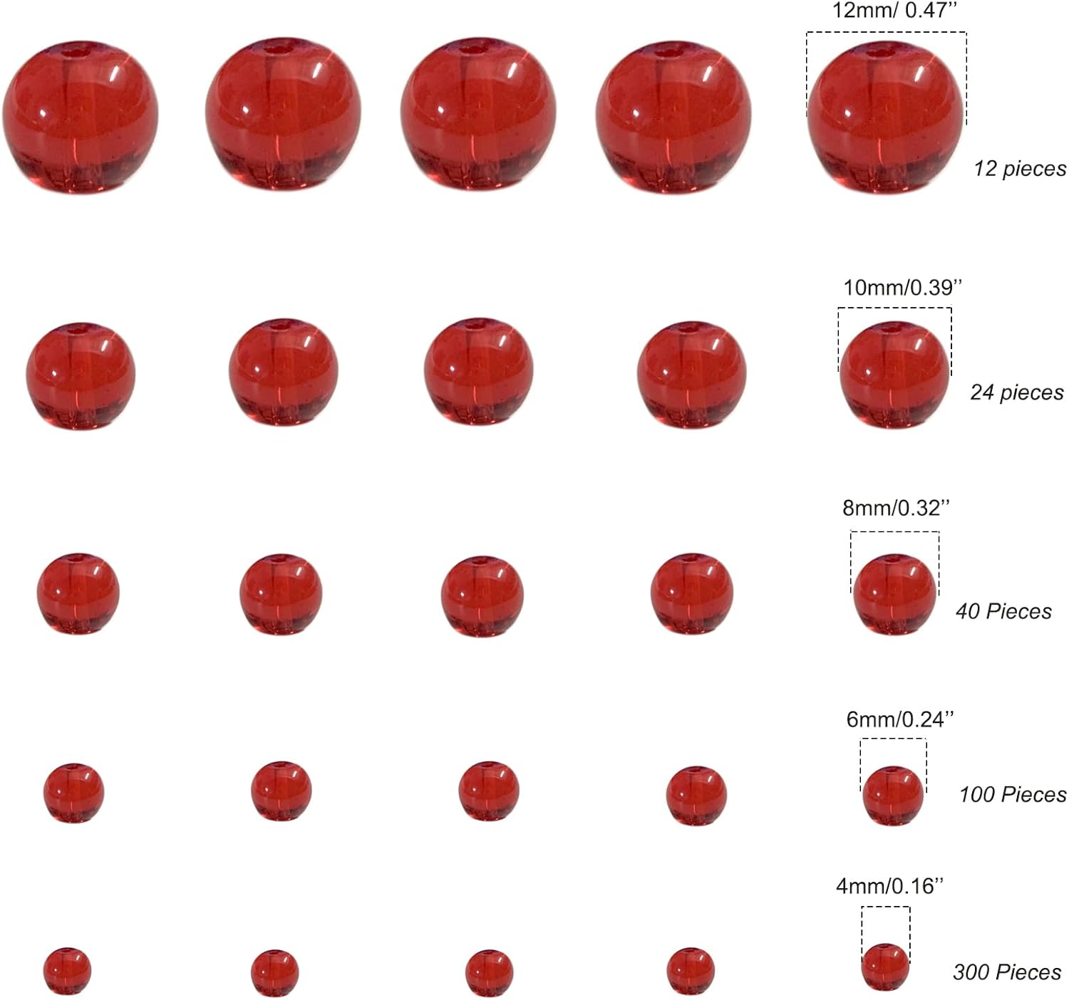 Gocelyn 476PCS Round Crystal Glass Beads for Jewelry Making(Red), Glass Spacer Loose Beads for Crafts Bracelets Necklaces Charms Pendants Friendship 4/6/8/10/12mm - Image 2