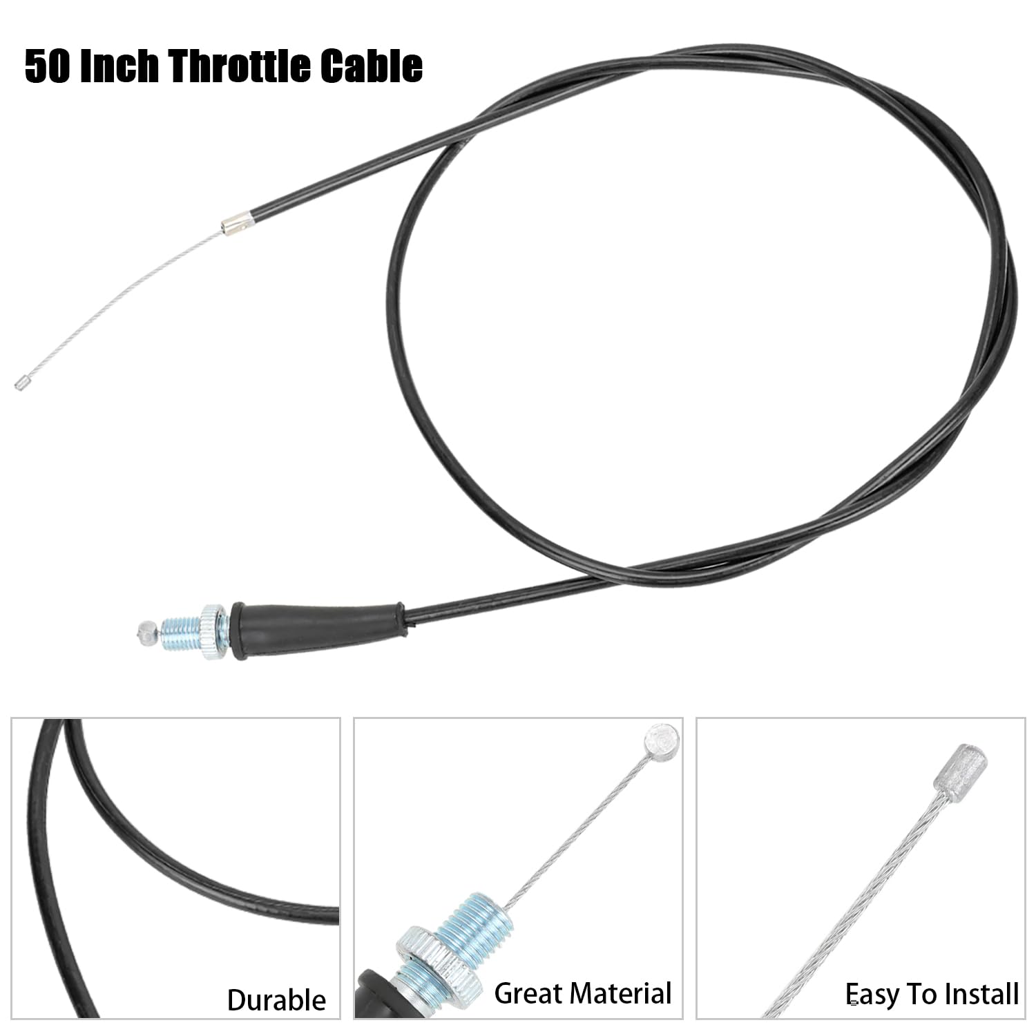 YOXUFA Cable del acelerador de 50 pulgadas para 79cc 80cc 97cc 196cc 200cc 212cc 6.5hp Coleman CT200U CT200U-EX BT200X Baja Warrior MB165 MB200 Doodle Bug DB30 Hensim Massimo Falcon Monster Moto