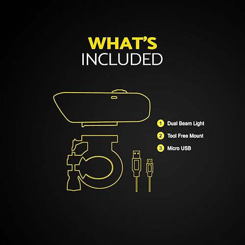 Miniatura 7 de ShineOn Luz de bicicleta - La luz de bicicleta que brilla en el jinete y la carretera. Luz de bicicleta recargable de doble haz impermeable (batería