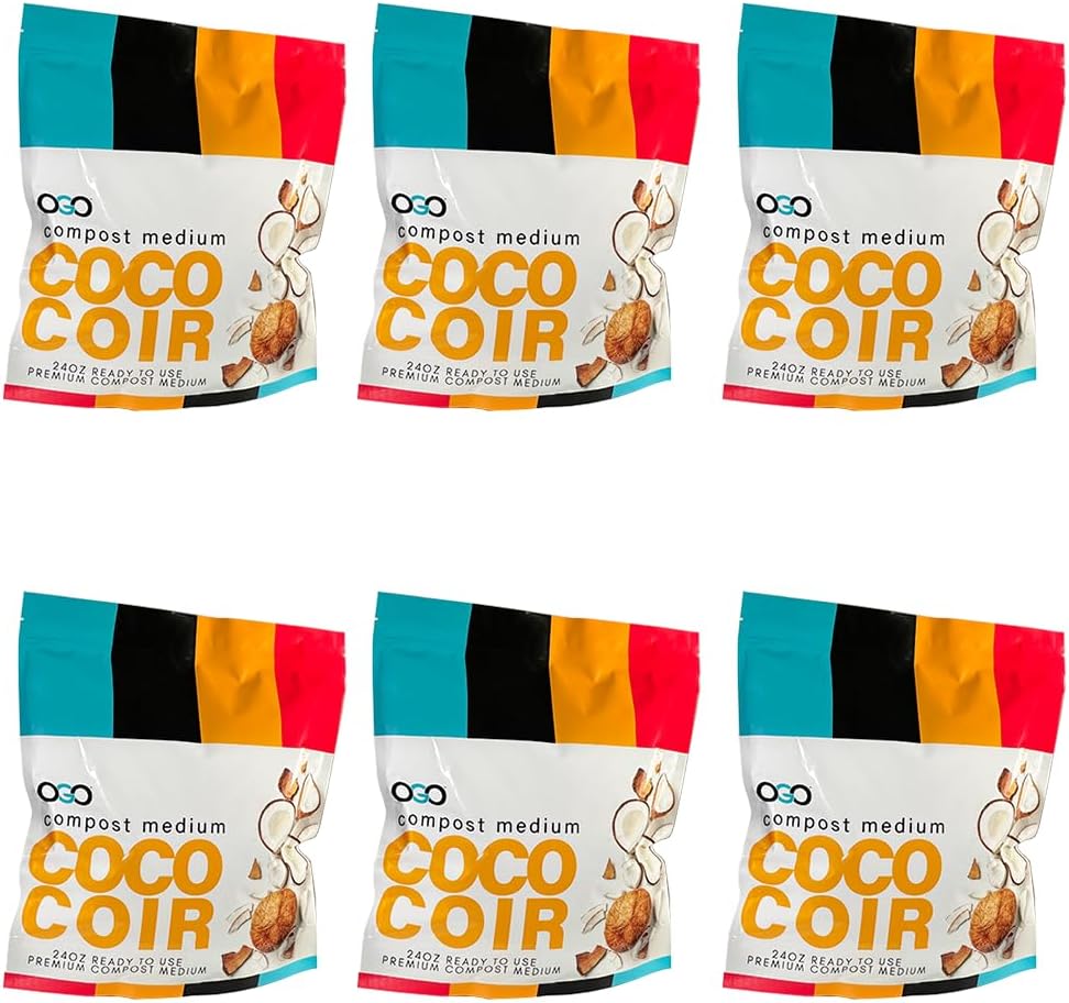 OGO™ Coco Coir Compost Medium Best Value– Six Pack | Pre-Hydrated Coconut Fiber for Composting Toilets