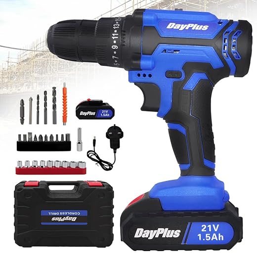 21V Cordless Drill Driver Kit with Accessories