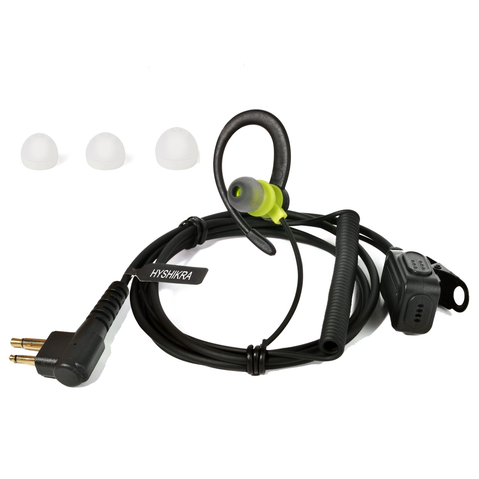 HYSHIKRA 2 Pin Security Earpiece with Mic PTT, Lightweight Radio Headset Compatible with Motorola GP300 DP1400 CP040 CLS1410 Walkie Talkie (Green, 1 PACK)