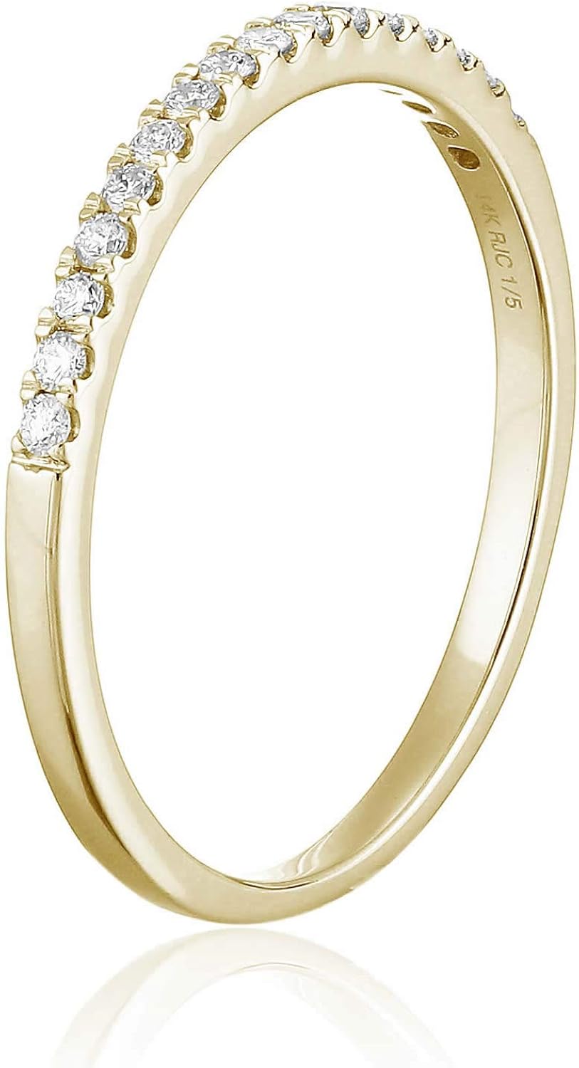 Vir Jewels 1/5 cttw Diamond Wedding Band Prong Set 14K White Gold Prong Set Round : Vir Jewels: Clothing, Shoes & Jewelry