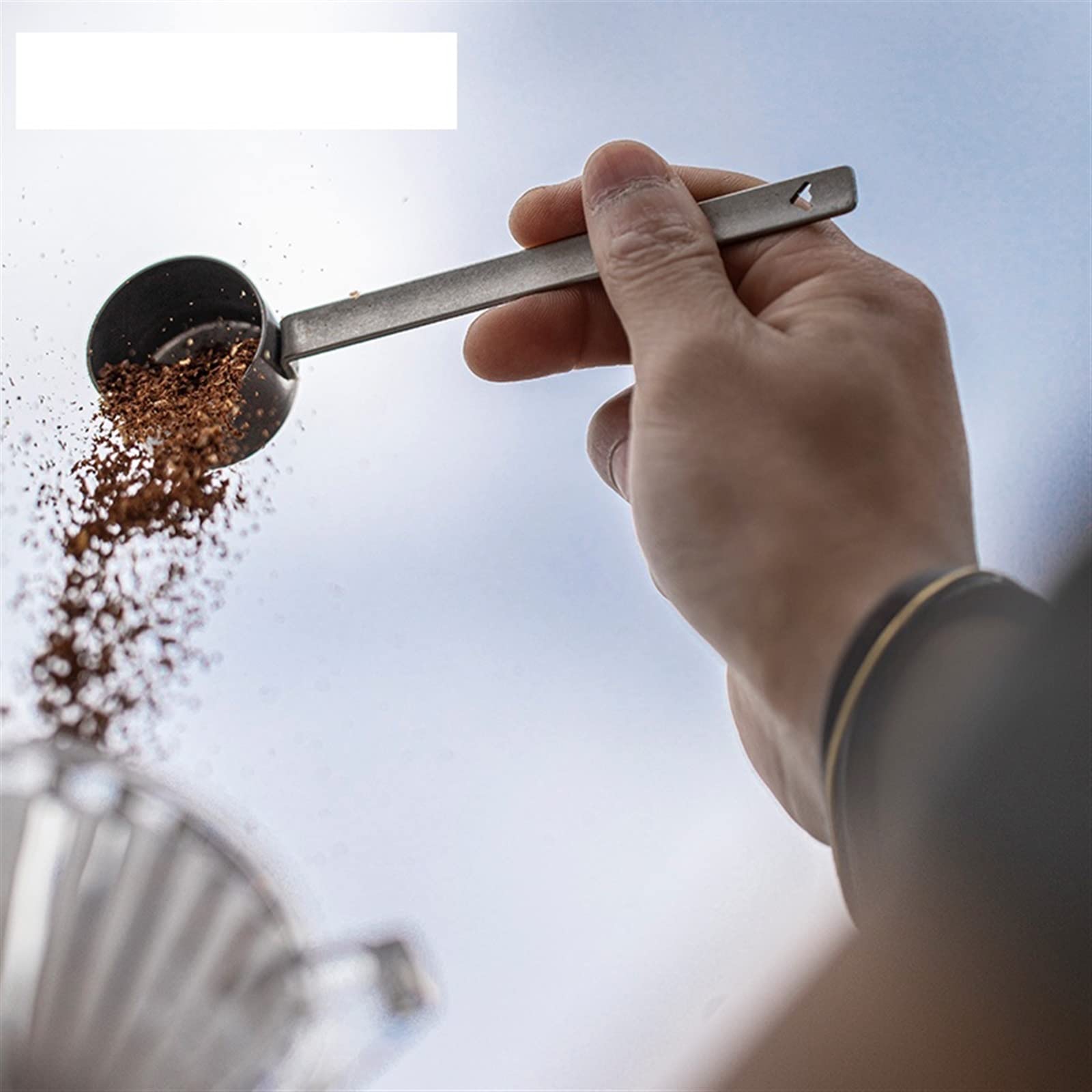 JINGYAN Cuillères à café Stainless Steel Coffee Bean Measuring Spoon Espresso Powder Spoons Delicate Scoop Chic Cafe Bar Kitchen Accessories