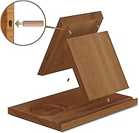 Vista 6 de Wooden Triangle Bookmark, Small Bookshelf with Drink Holder, Wood Book Reading Rest with Slotted, Book Corner Display Triangle Book Holder (Brown)