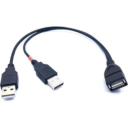 Maxhood USB 2.0 1 to 2 Y Splitter Cable, USB 2.0 Type A Female to Double USB 2.0 Male Jack Sync Data Charging Cable Cord 30CM/ 1ft (One Side Only for Charging) (1FM/2M)