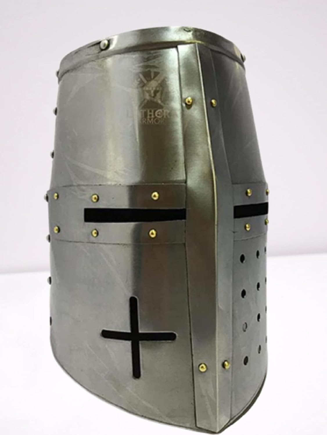 Medieval Templar Crusader Knight Armor Helmet | Greek Roman Spartan Armour | Silver Antique Helmet Wearable for Adult