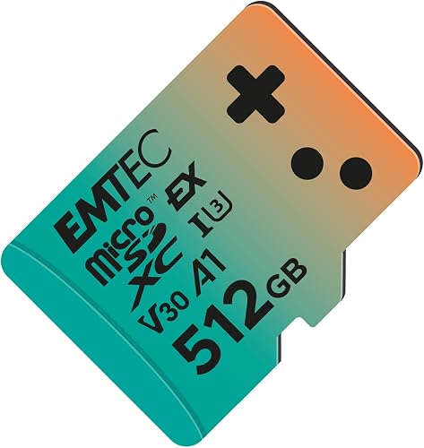 EMTEC, MicroSDXC Card 512GB UHS-I U3 V30 A1 Express Gaming, Compatible with Nintendo Switch 2, High Speed Up to 880Mb/s, Extended Storage, Ideal for Video Games and Apps - 1